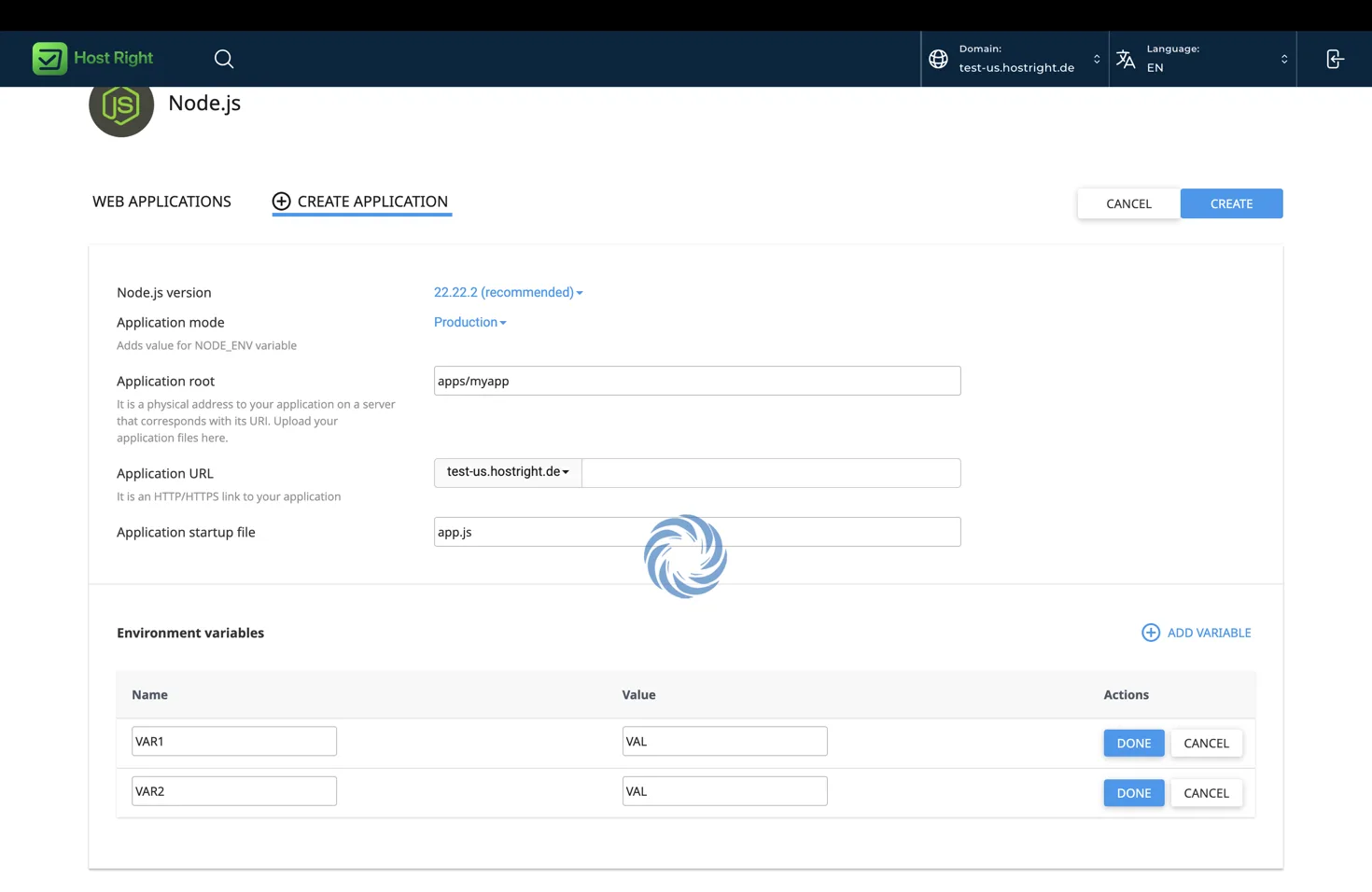 Creating the application