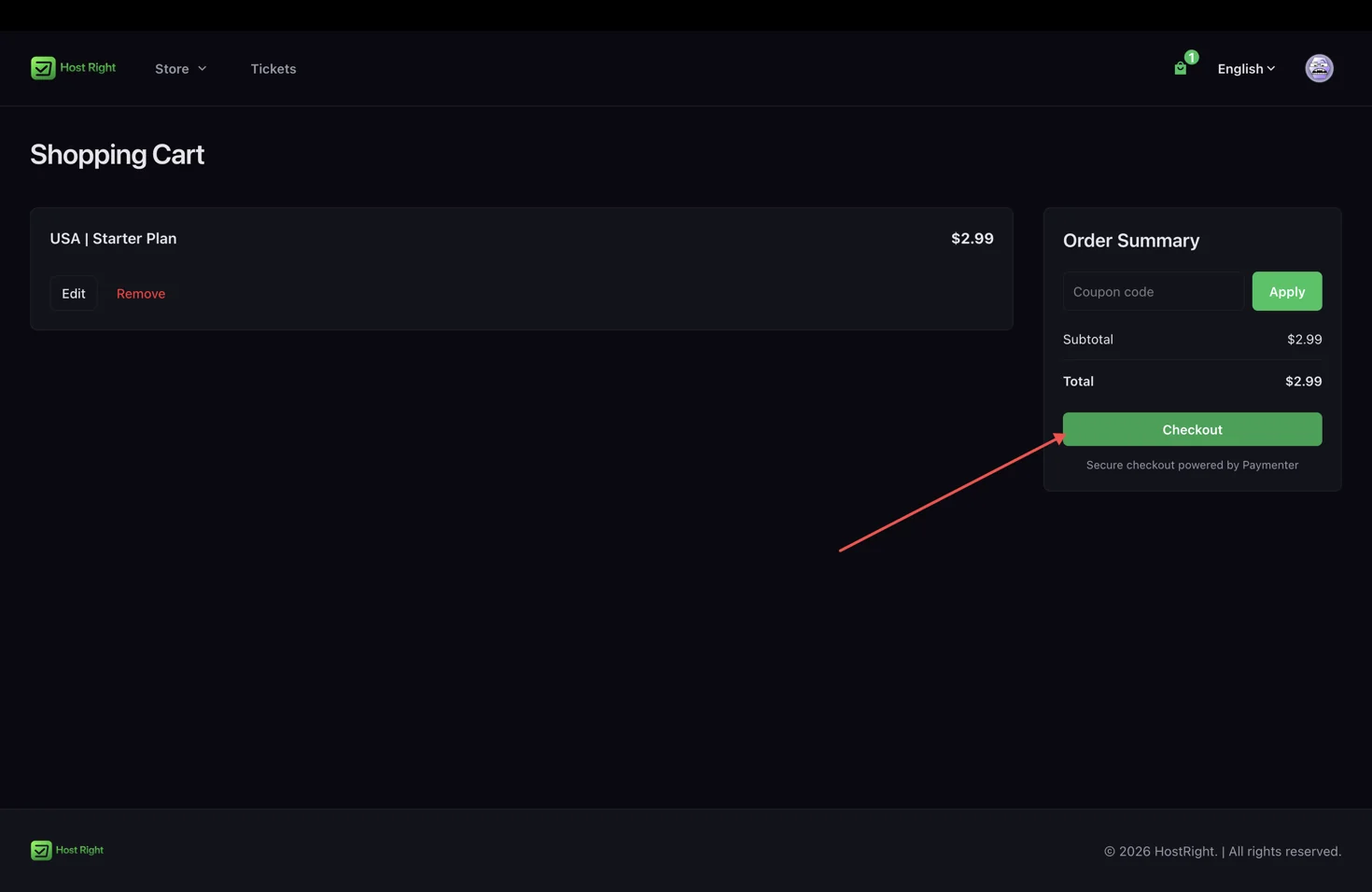 Review the cart and complete checkout