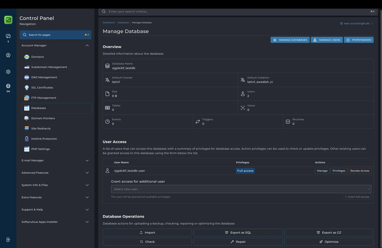 Manage a database