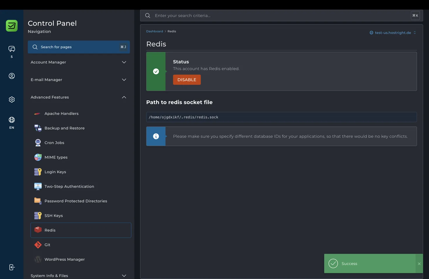 Redis socket path